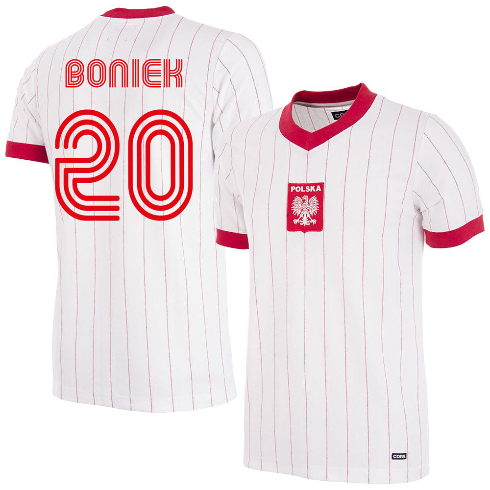 Copa Poland Home Boniek 20 Retro Shirt 1982-1983 (Retro Flock Printing)