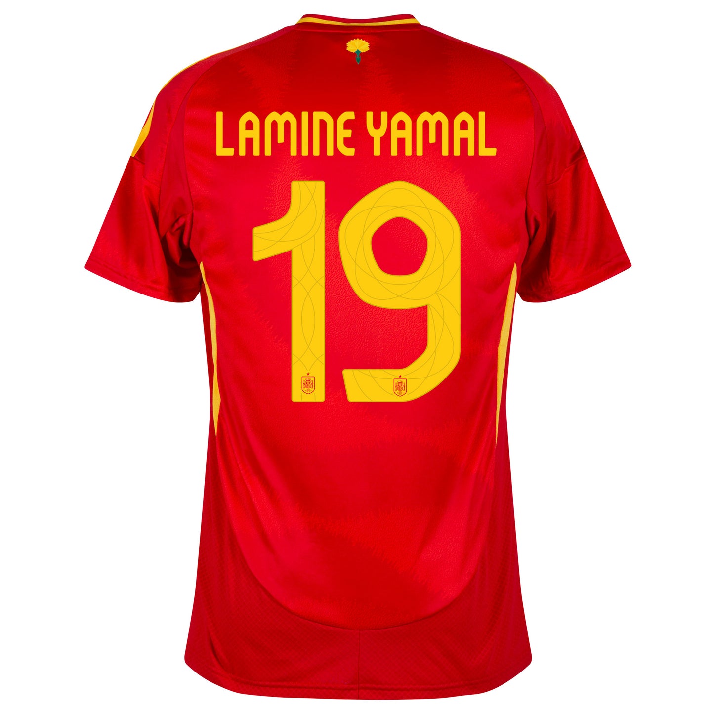 adidas Spain Home Lamine Yamal 19 Shirt incl. Official Final Matchday Transfer & Euro 2024 Patch Set