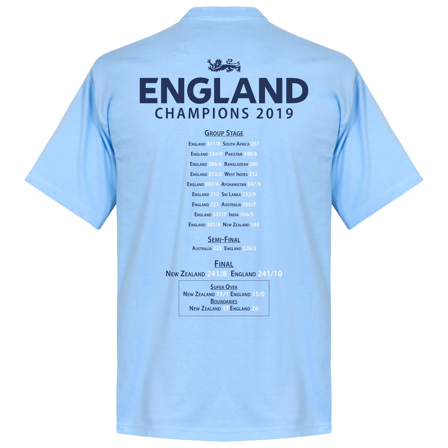 England Cricket World Cup Winners Road to Victory T-Shirt - Sky