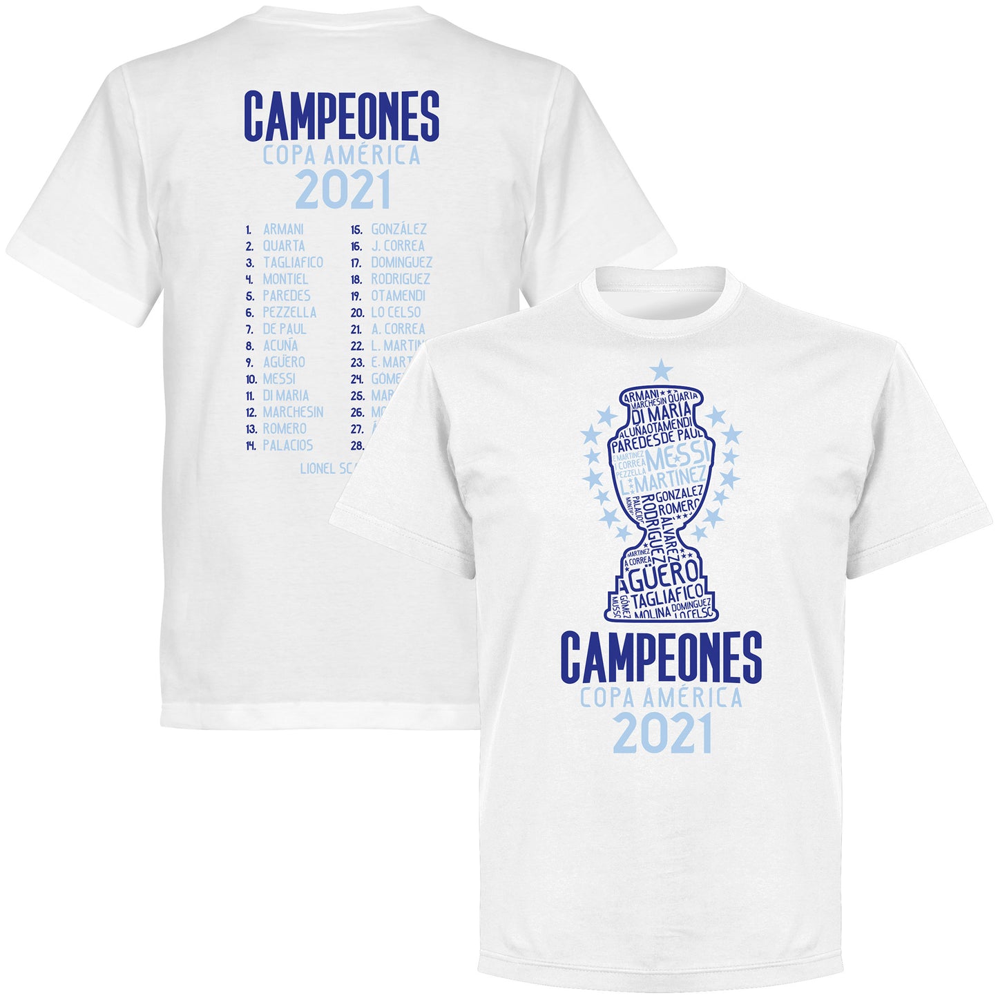 Argentina 2021 Copa America Champions Squad KIDS T-shirt - White