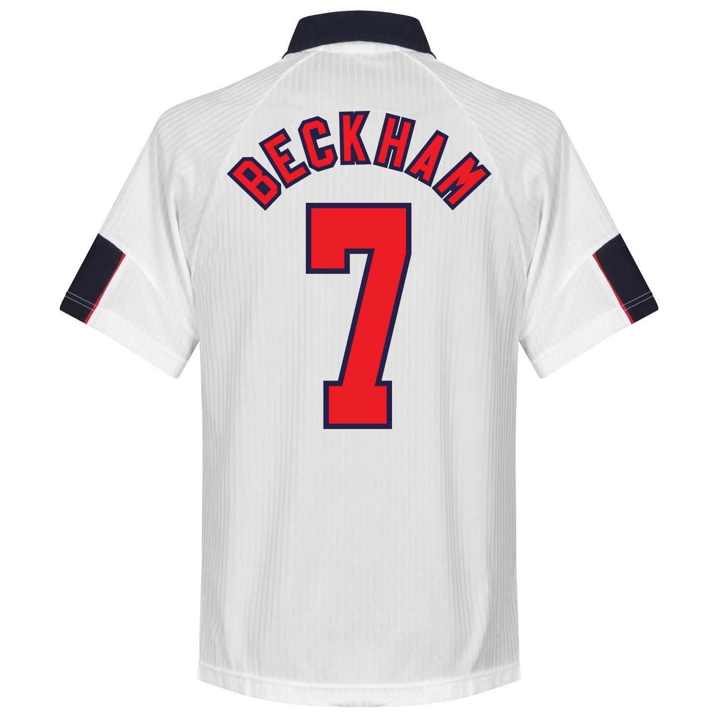 Score Draw England Home Beckham 7 Retro Shirt World Cup Finals 1998 (Retro Flex Printing)