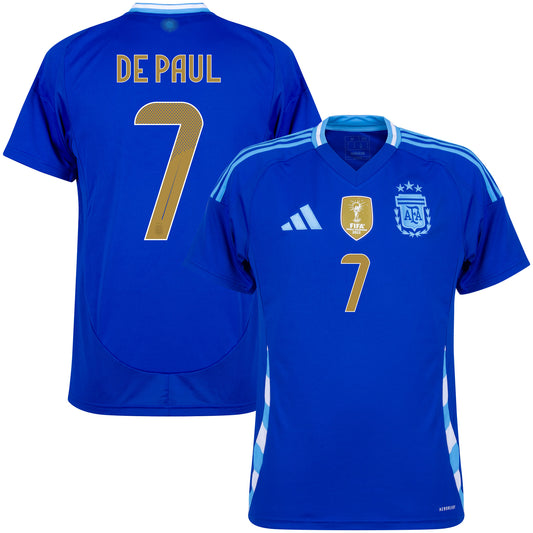 adidas Argentina Away De Paul 7 Shirt 2024-2025 (Official Printing)