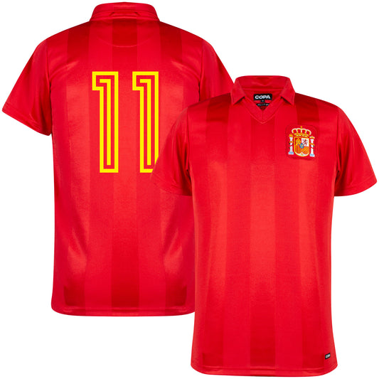 Copa Spain Home No.11 Retro Shirt Euro 1984 (Retro Flock Printing)