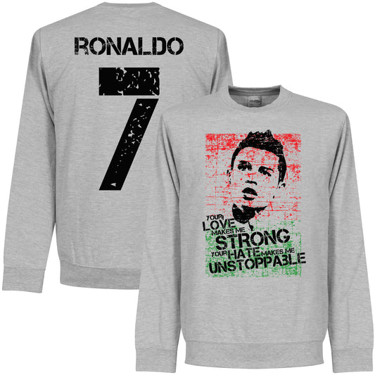 Ronaldo 7 Portugal Flag Sweatshirt - Grey