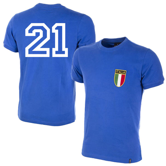 Copa Italy Home No.21 Retro Shirt 1970 (Retro Flock Printing)