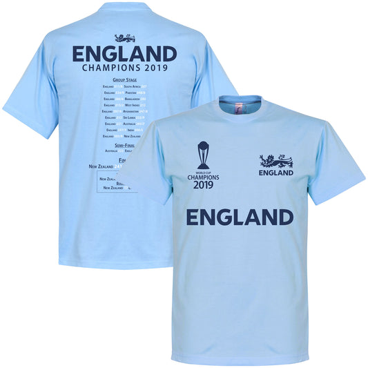 England Cricket World Cup Winners Road to Victory T-Shirt - Sky