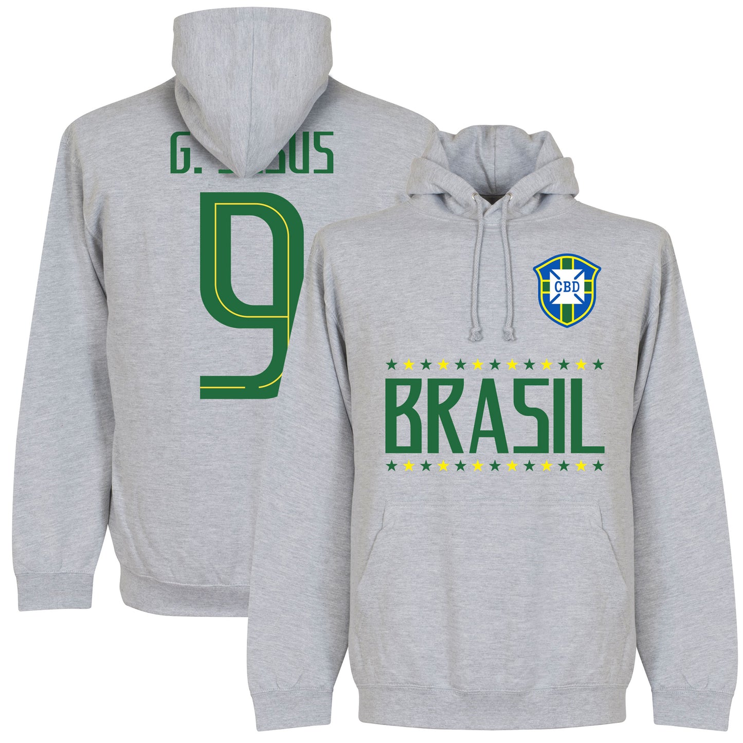 Brazil G. Jesus 9 Team Hoodie - Grey