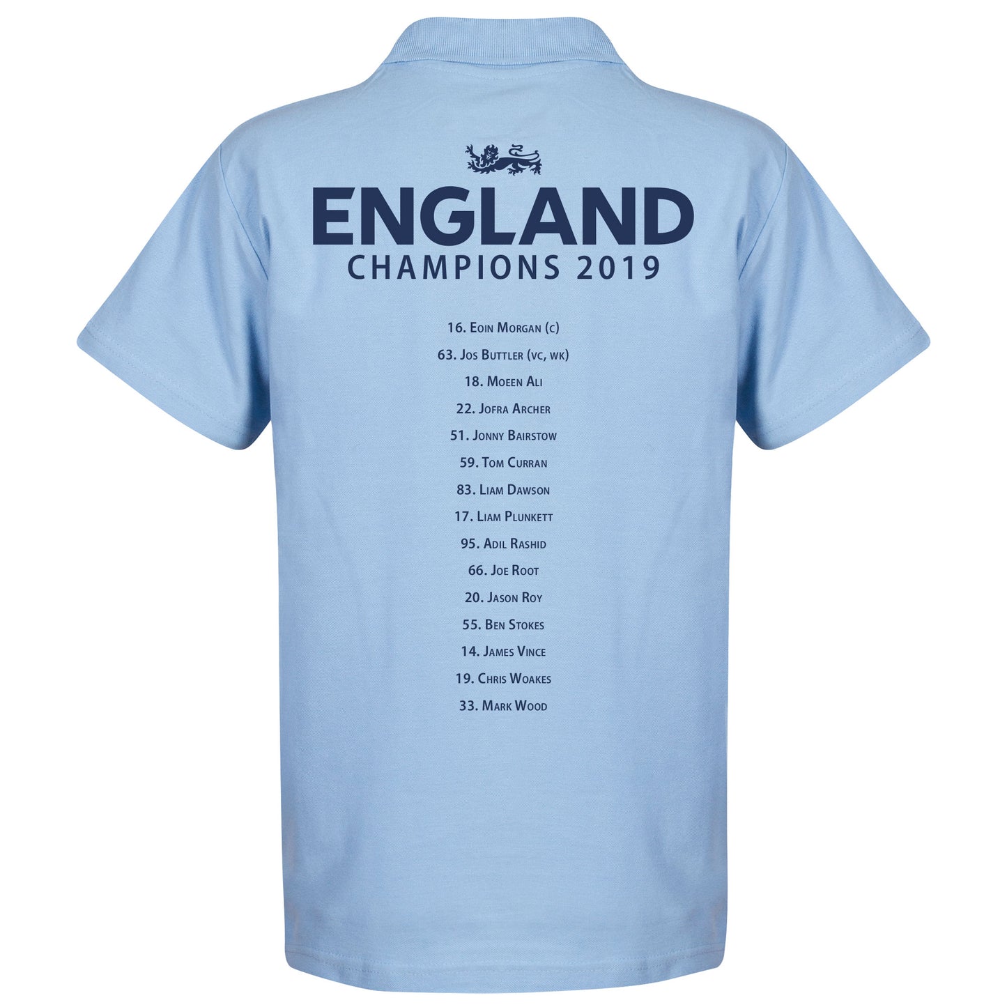 England Cricket World Cup Winners Squad Polo Shirt - Sky