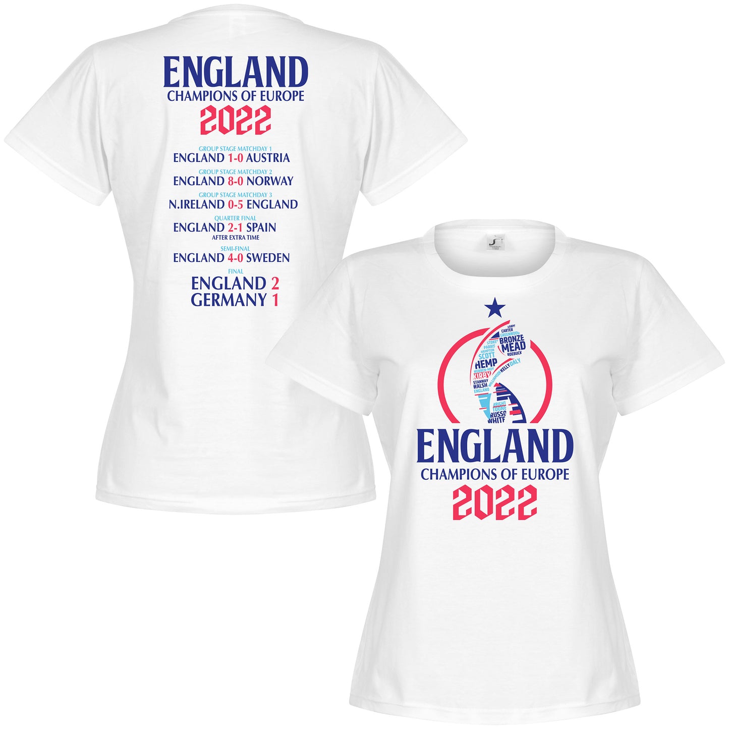 England 2022 Winners Road to Victory Women's T-shirt  - White