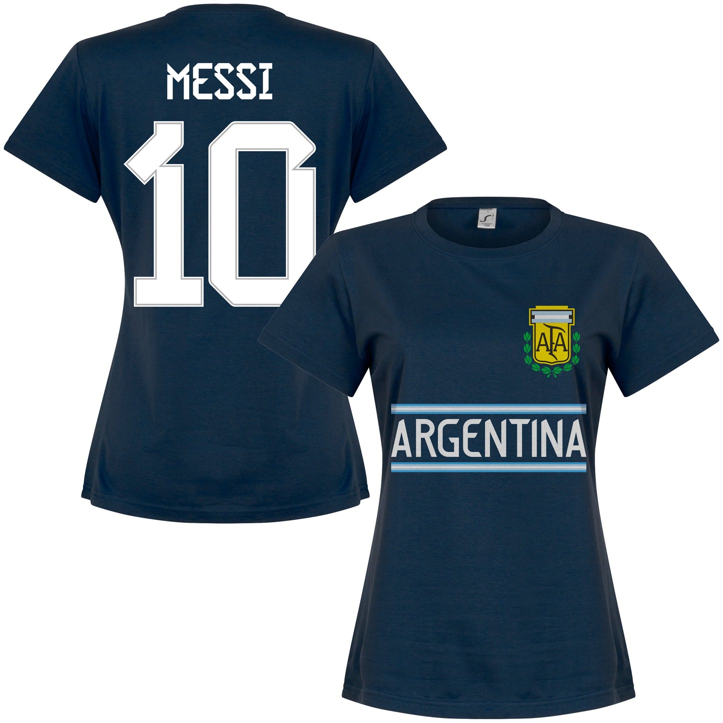 Argentina Messi 10 Team Womens T-shirt - Navy