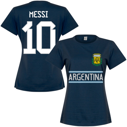 Argentina Messi 10 Team Womens T-shirt - Navy