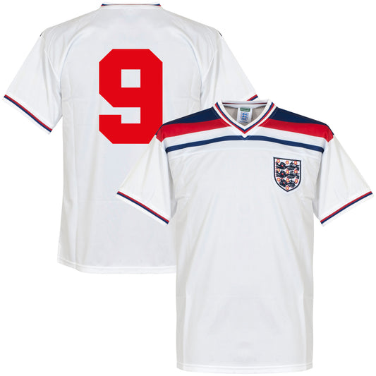 Score Draw England Home No.9 Retro Shirt World Cup 1982 (Retro Flock Printing)