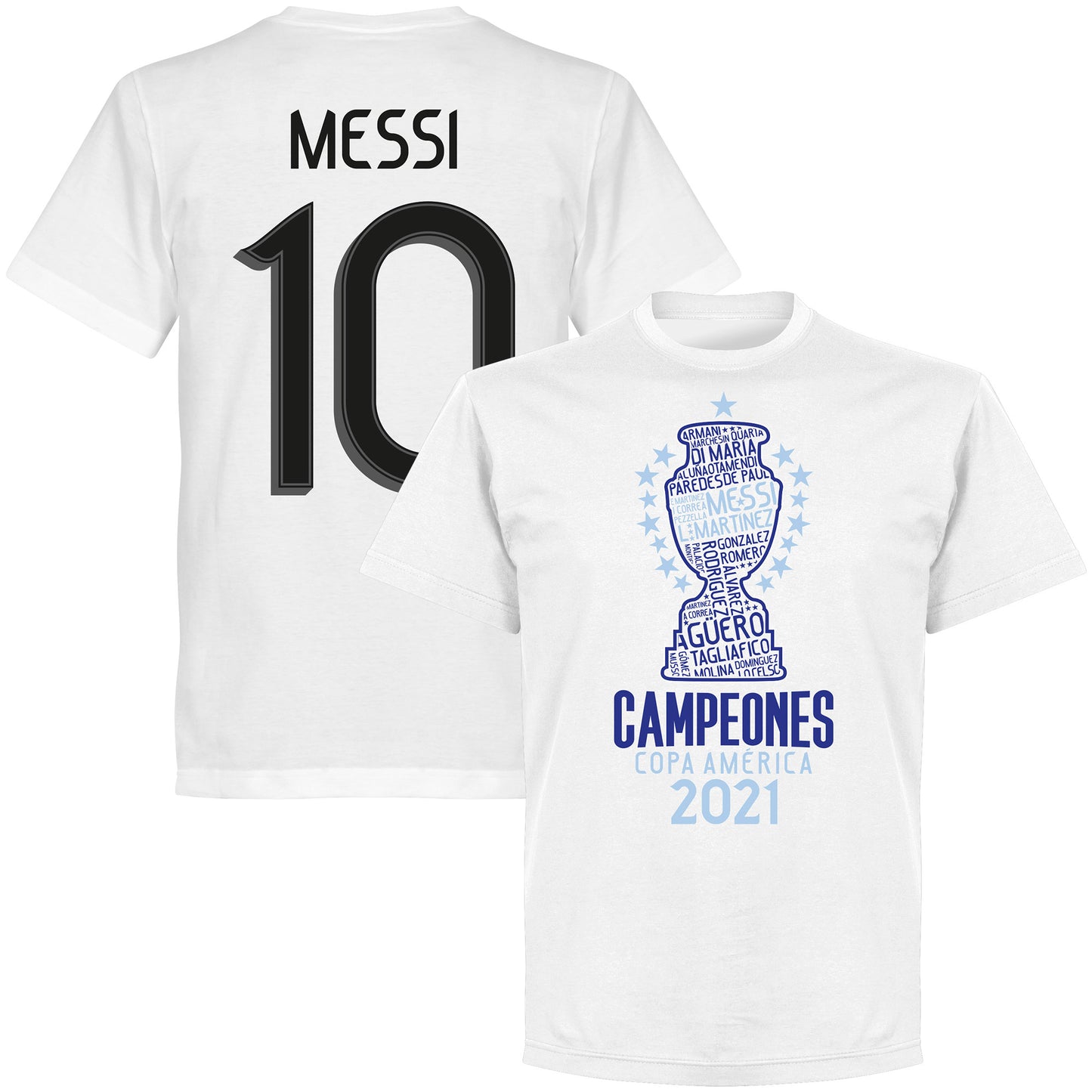 Argentina 2021 Copa America Champions Messi 10 T-shirt - White
