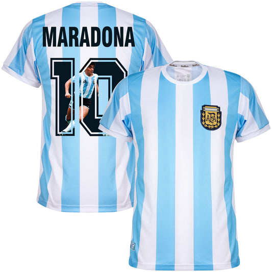 Argentina Home Retro Maradona 10 Shirt 1986 (Gallery Printing)