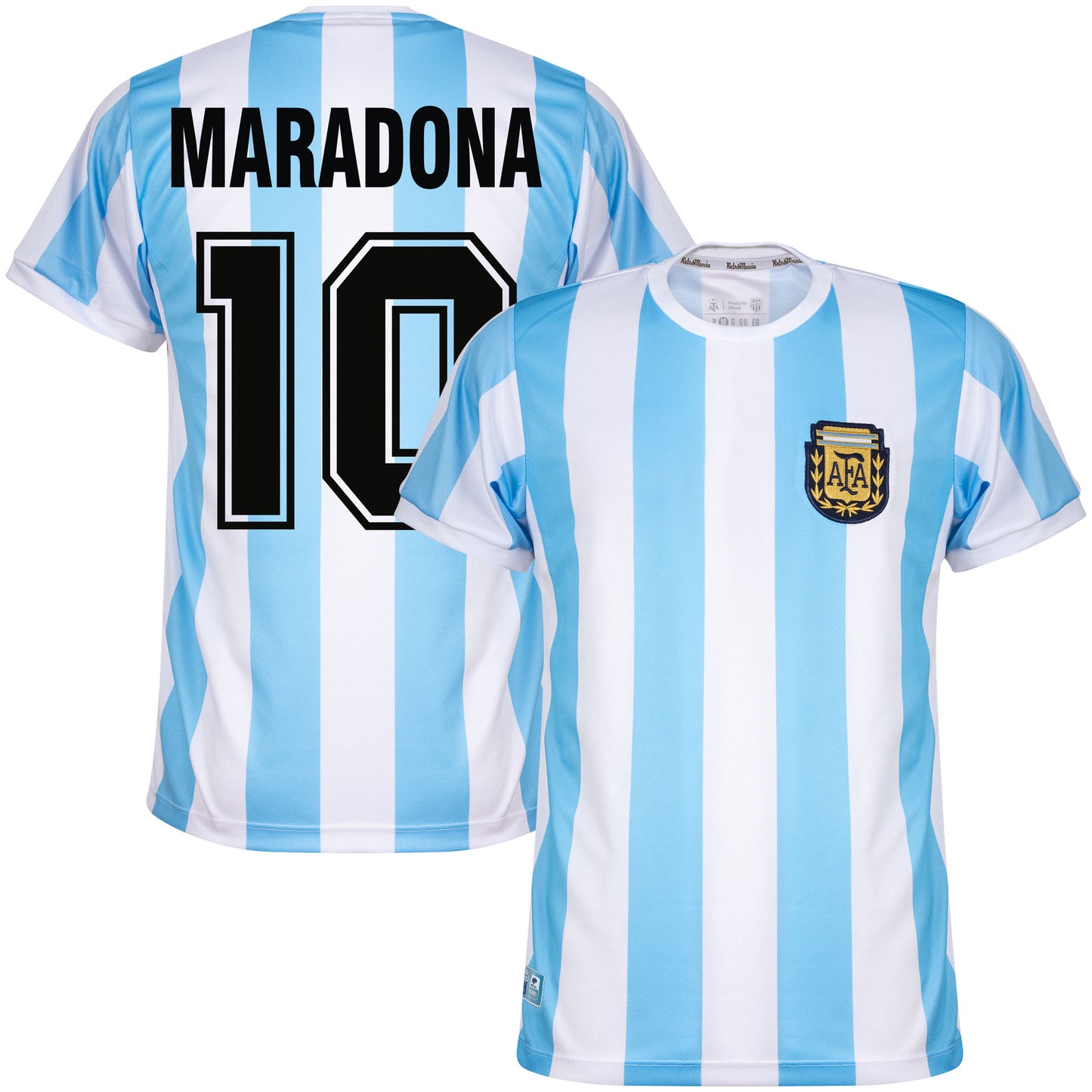 Argentina Home Retro Maradona 10 Shirt 1986 (Retro Flock Printing)