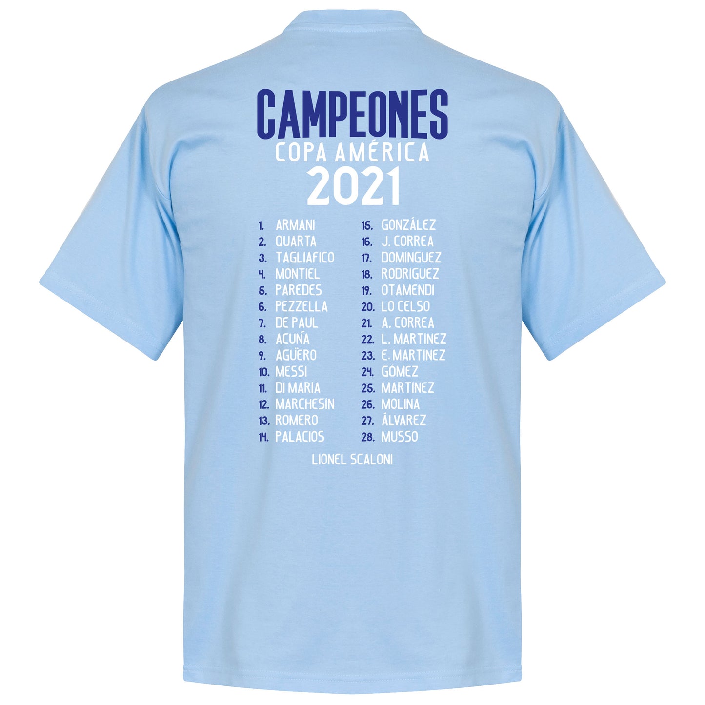 Argentina 2021 Copa America Champions Squad T-shirt - Sky Blue