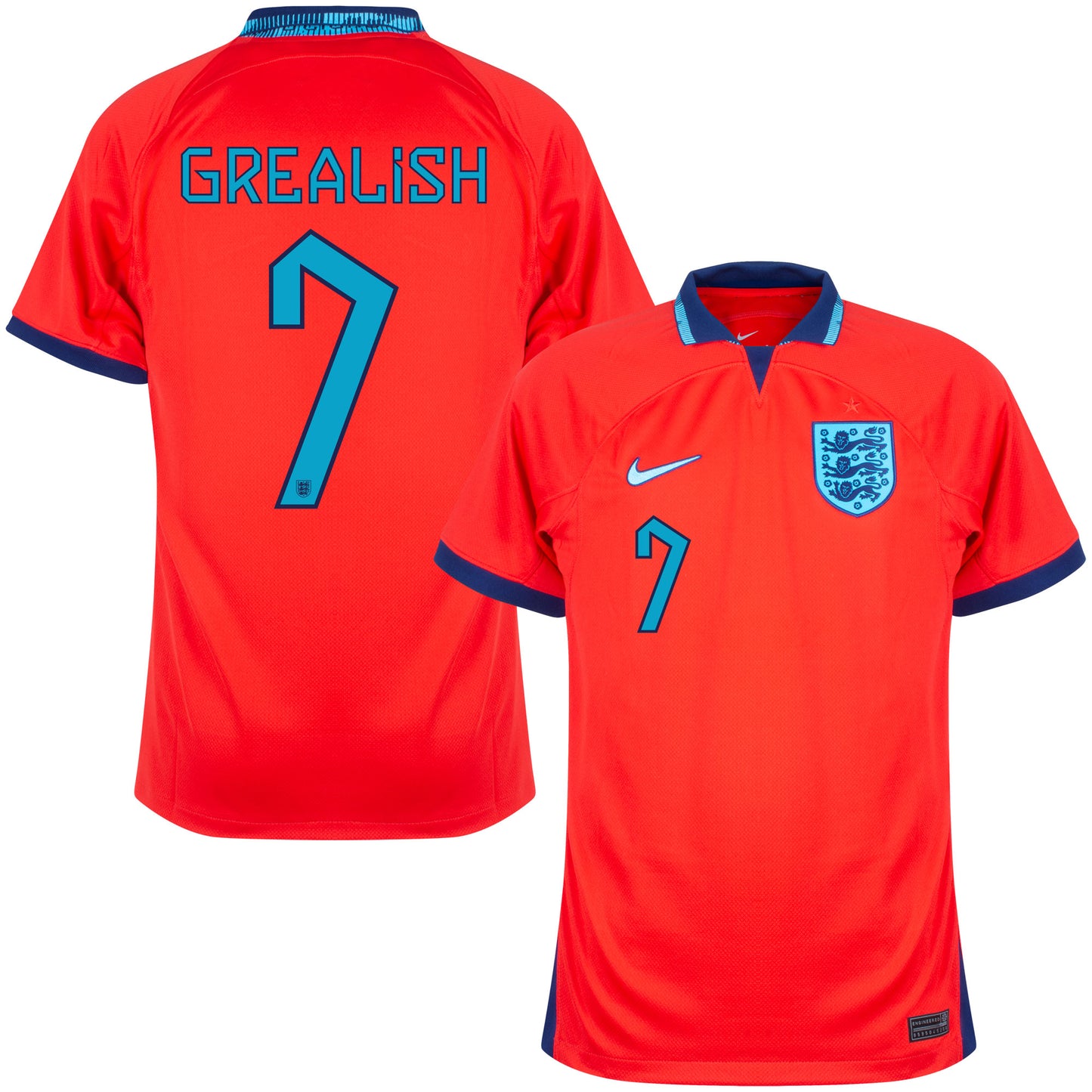 Nike England Away Grealish 7 Shirt 2022-2023 (Official Printing)