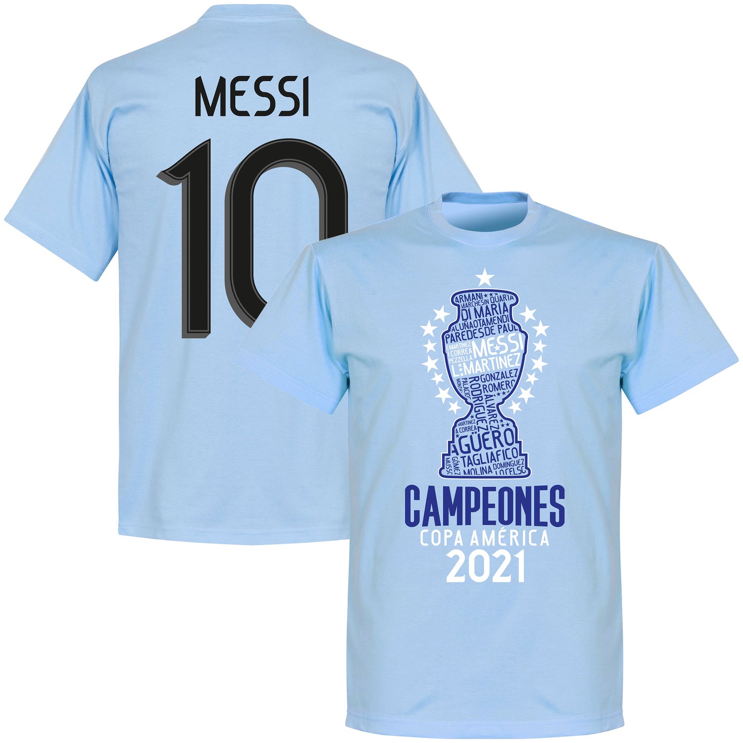 Argentina 2021 Copa America Champions Messi 10 T-shirt - Sky Blue