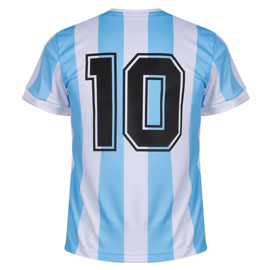 Argentina Home Retro No.10 (Maradona) KIDS Jersey 1986 (Retro Flock Printing)