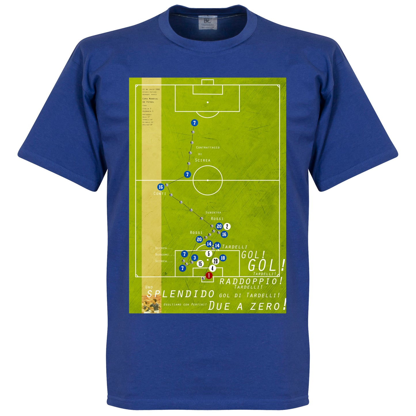 Pennarello Marco Tardelli 1982 Classic Goal T-shirt - Royal