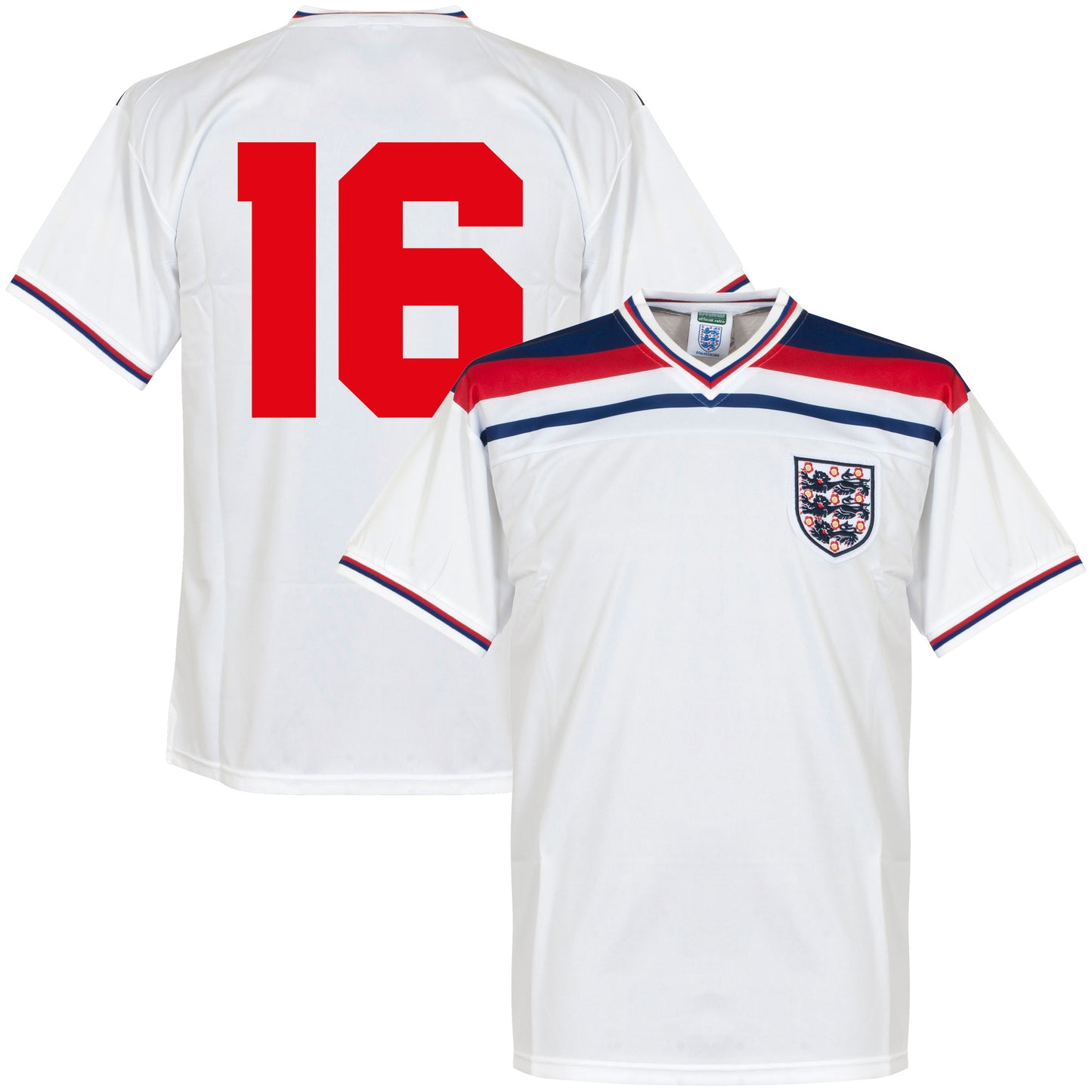 Score Draw England Home No.16 Retro Jersey World Cup 1982 (Retro Flock Printing)