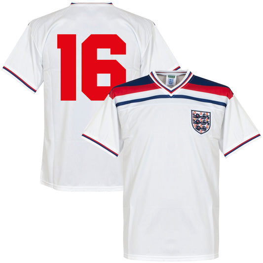 Score Draw England Home No.16 Retro Jersey World Cup 1982 (Retro Flock Printing)