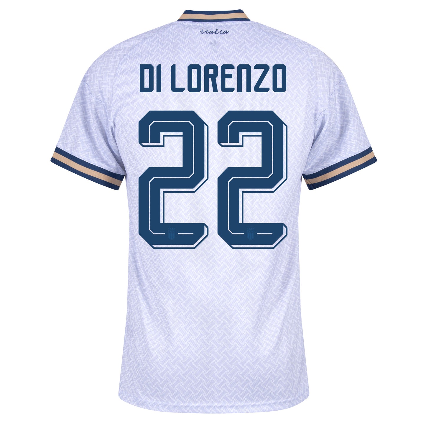 26-27 Italy Away Shirt + Di Lorenzo 22 (Official Printing)