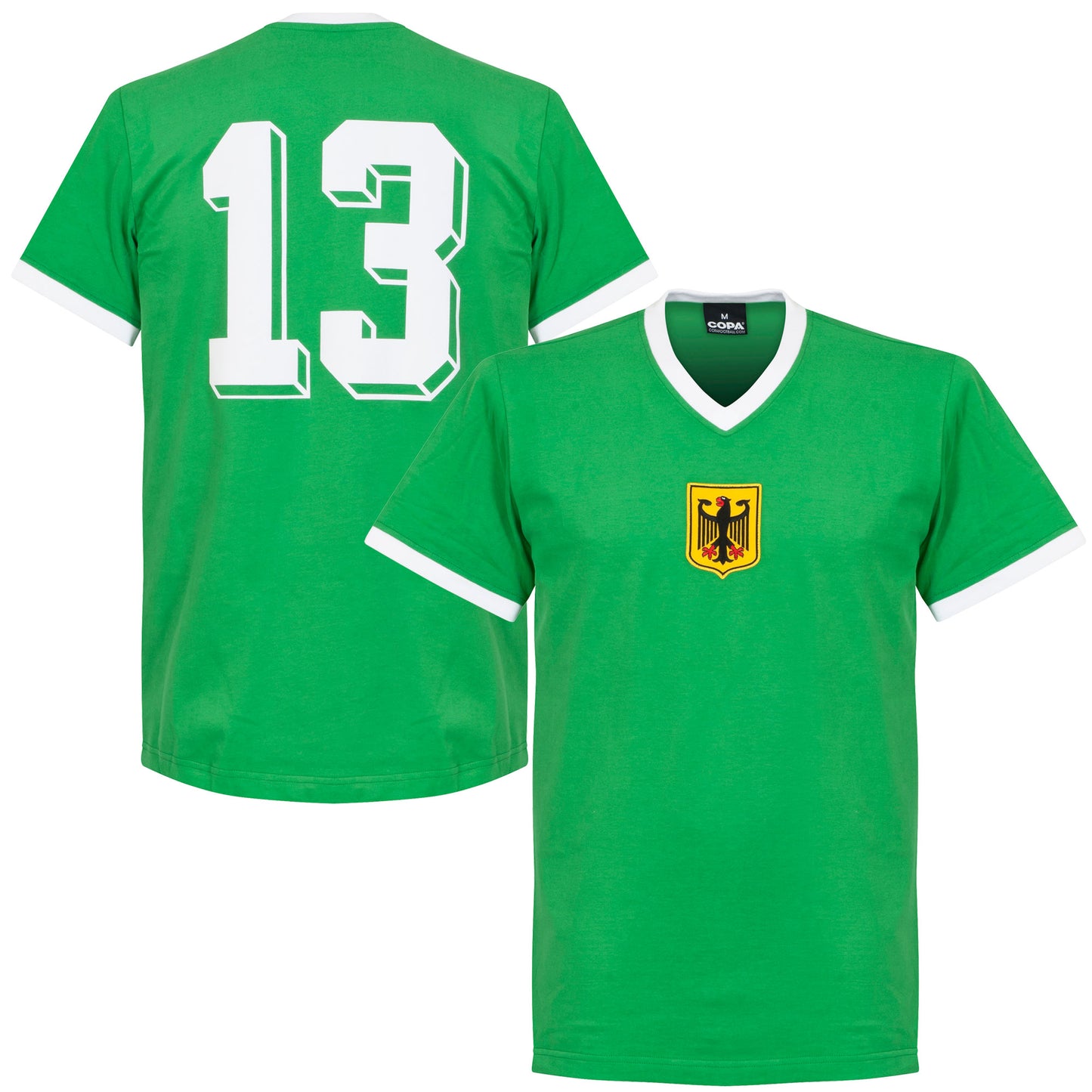 Copa West Germany Away No.13 Retro Shirt 1970's (Retro Flock Printing)