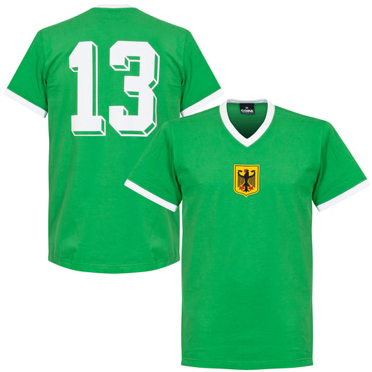 Copa West Germany Away No.13 Retro Shirt 1970's (Retro Flock Printing)