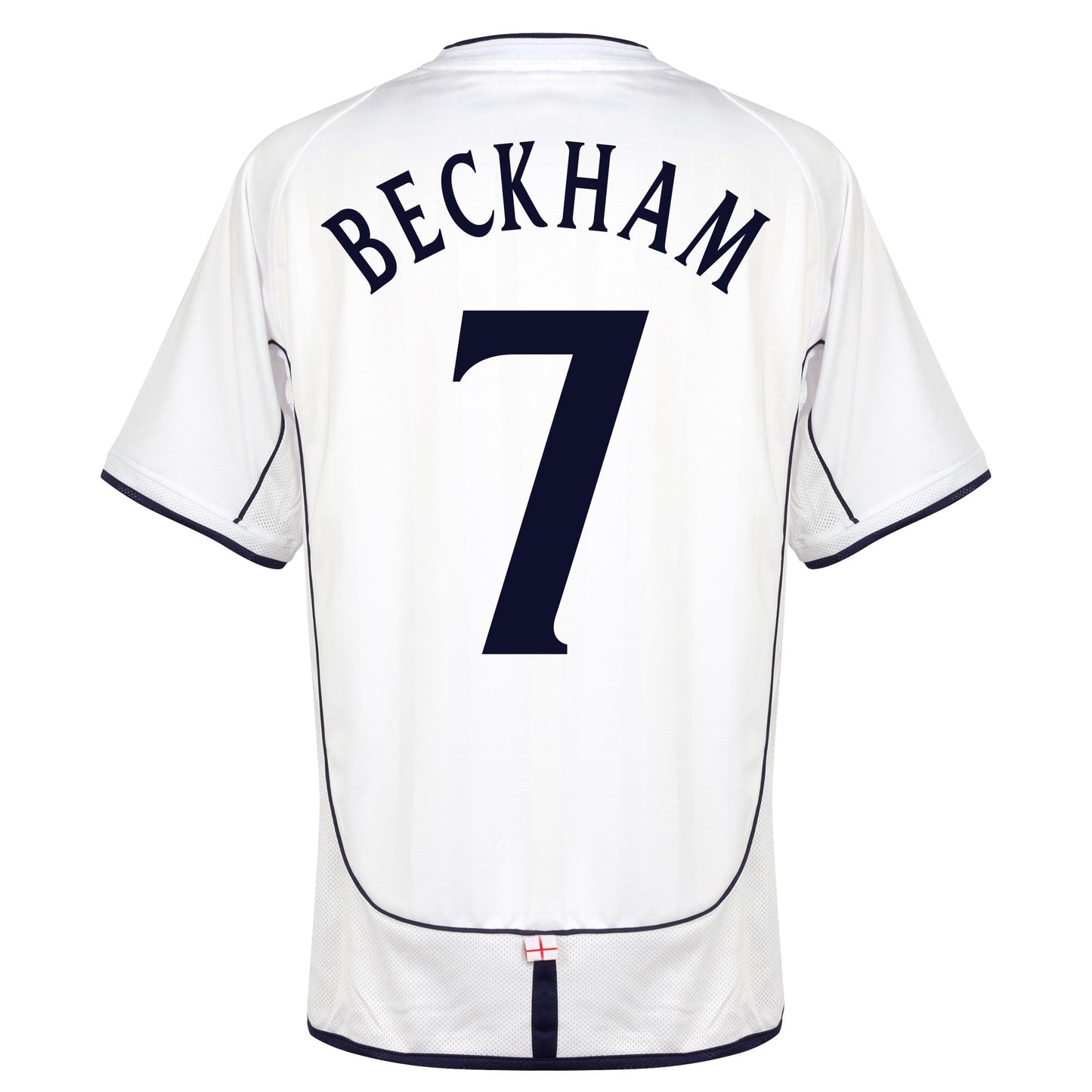 Score Draw England Home Beckham 7 Retro Shirt World Cup 2002 (Retro Flock Printing)