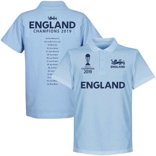 England Cricket World Cup Winners Squad Polo Shirt - Sky