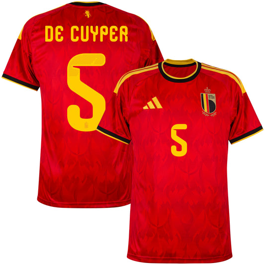 adidas Belgium Home De Cruyper 5 Shirt 2026-2027 (Official Printing)