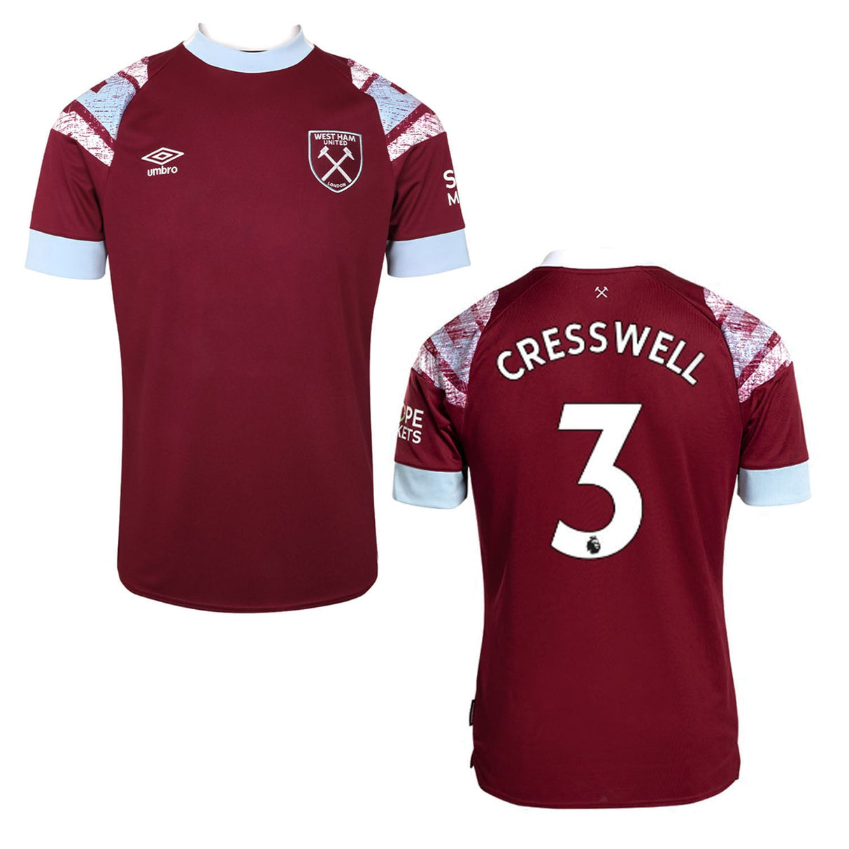 Aaron Cresswell West Ham 3 Jersey - Kit Captain