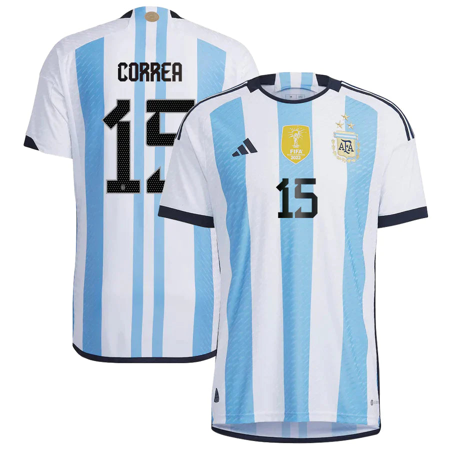 Angel Correa Argentina 15 FIFA World Cup Jersey - Kit Captain