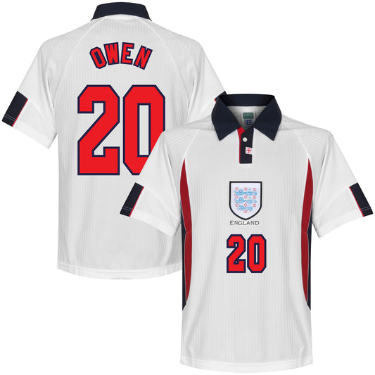 Score Draw England Home Owen 20 Retro Shirt World Cup Finals 1998 (Retro Flex Printing)