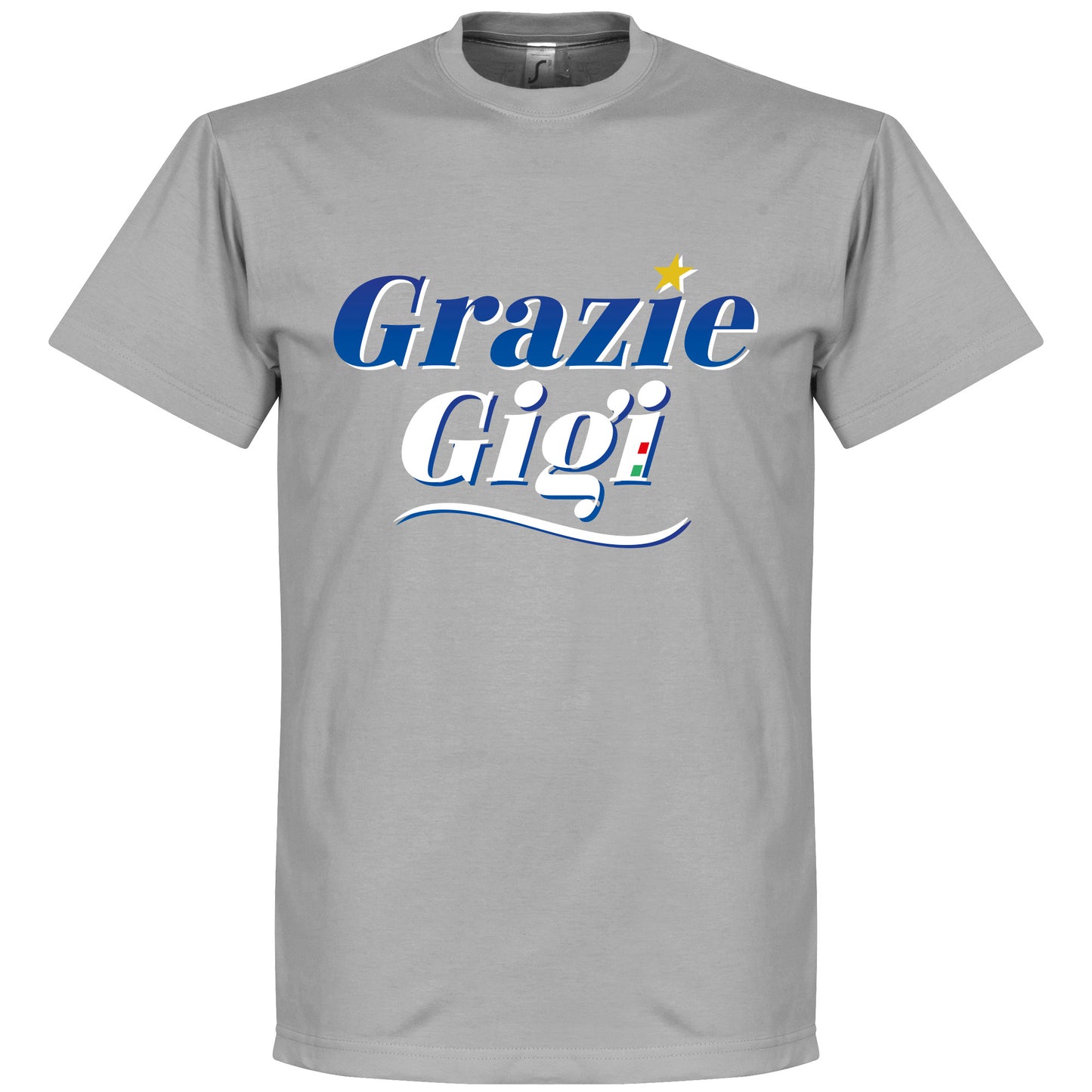 Grazie Gigi Text T-Shirt - Grey