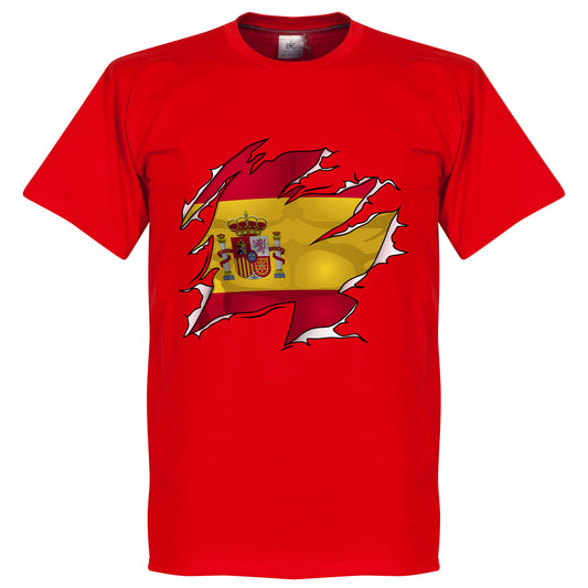 Spain Ripped Flag T-Shirt - Red