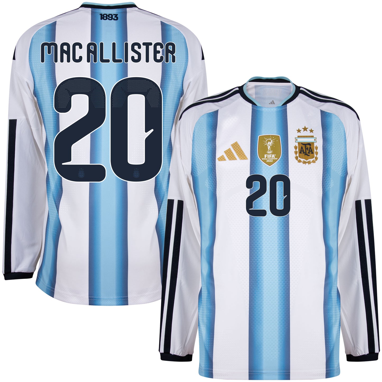 adidas Argentina Authentic Home L/S Mac Allister 20 Shirt 2026-2027 (Official Printing)