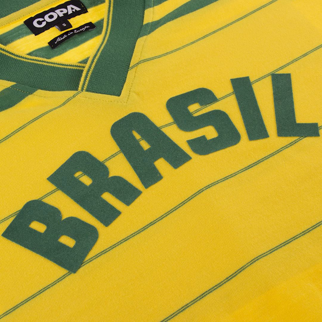 Copa Brazil Home Retro Dunga 8 Shirt 1984 Olympics (Retro Flock Printing)