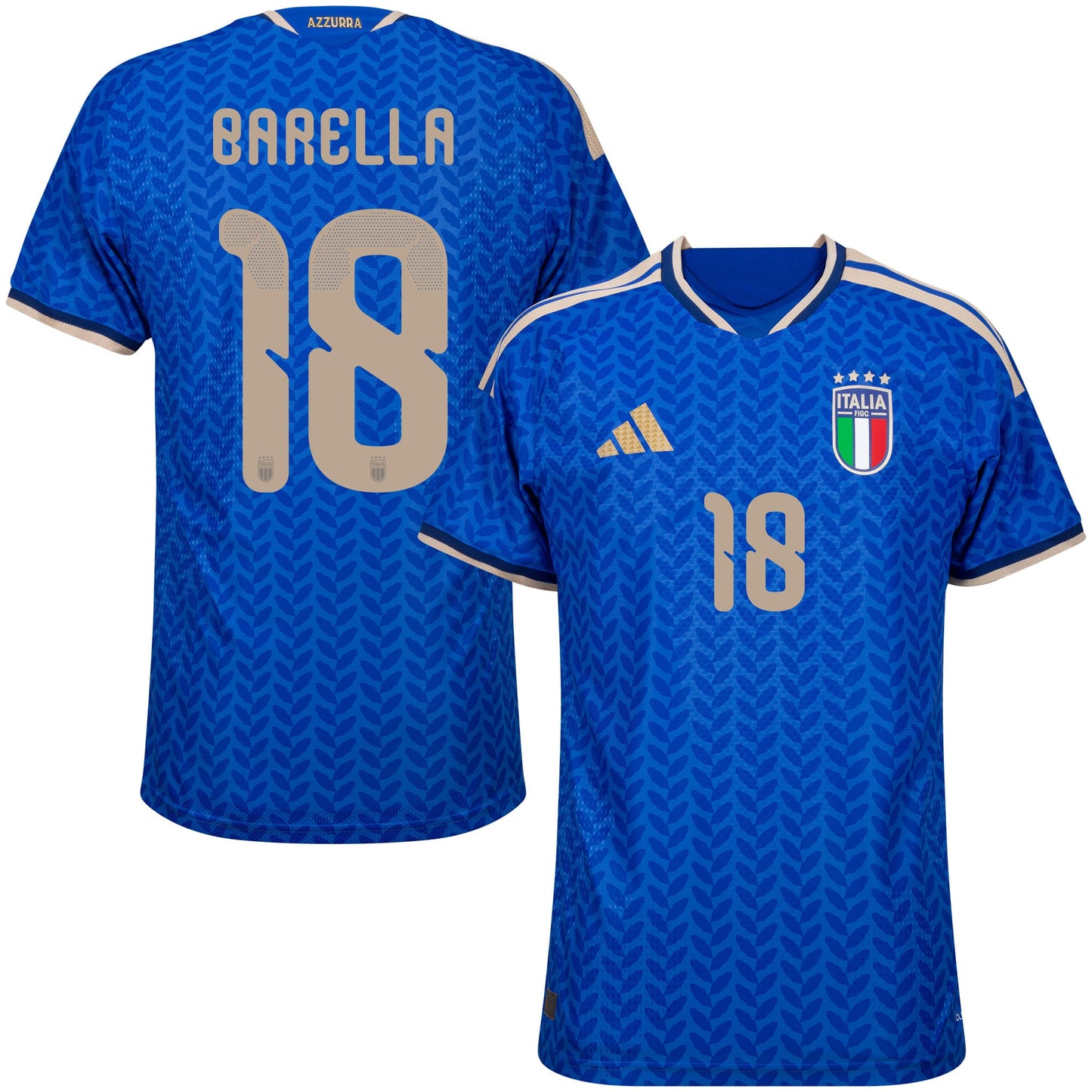 adidas Italy Authentic Home Barella 18 Shirt 2026-2027 (Official Printing)