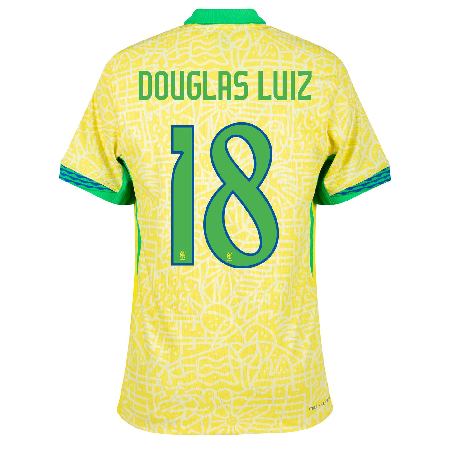 Nike Brazil Home Dri-Fit ADV Match Douglas Luiz 18 Shirt 2024-2025 (Official Printing)