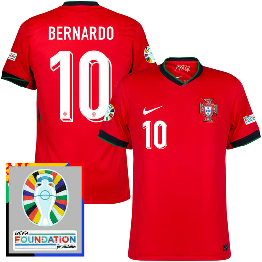 Nike Portugal Home Bernardo 10 Shirt incl. UEFA Euro 2024 Tournament Players Patch Set 2024-2025 - Size XL