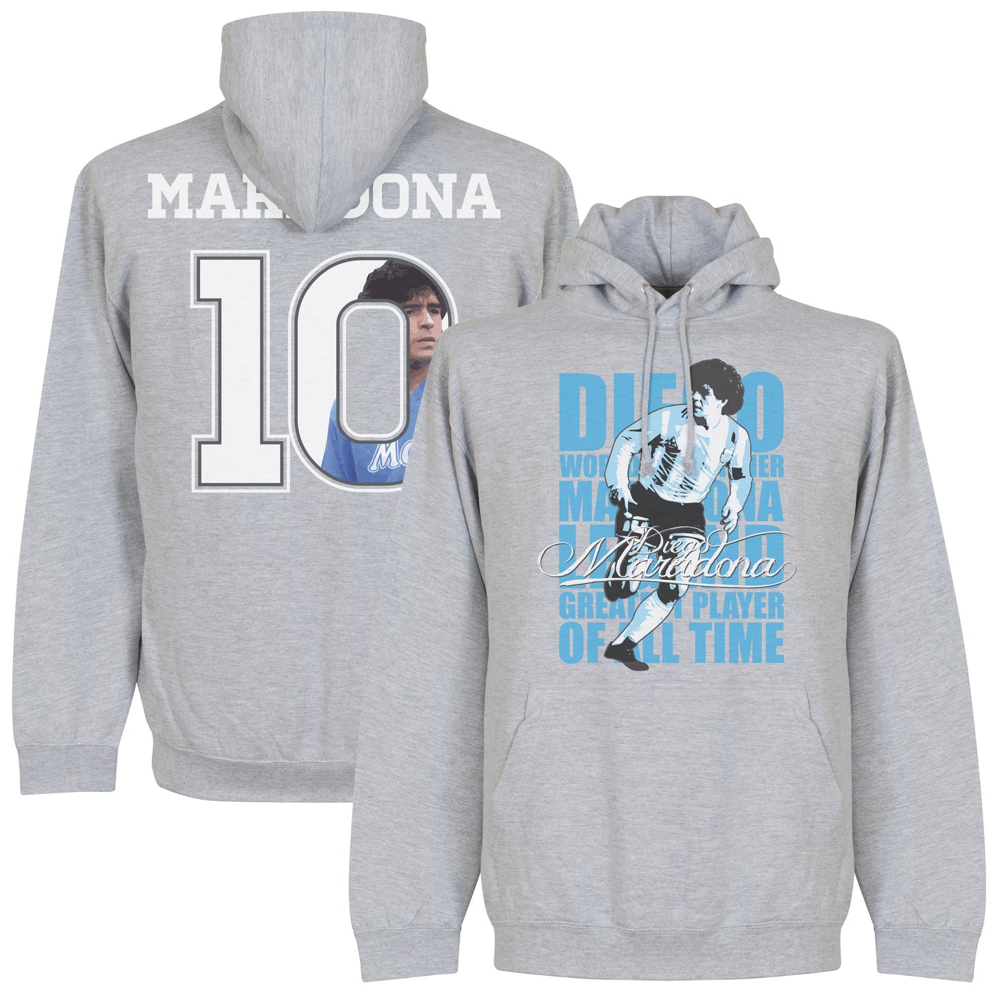 Maradona No10 Legend Hoodie - Grey