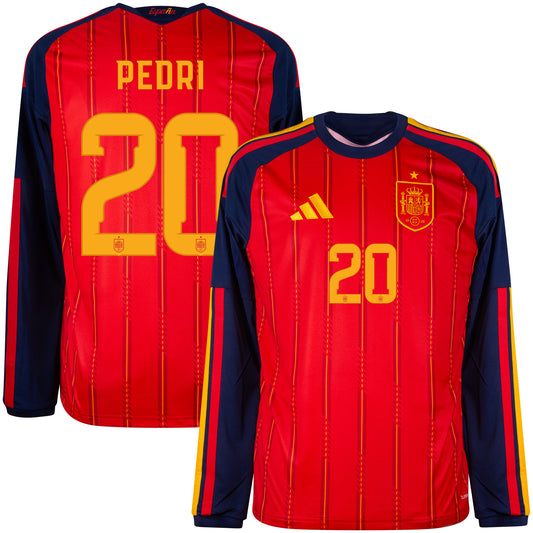 adidas Spain Home L/S Pedri 20 Shirt 2026-2027 (Official Printing)