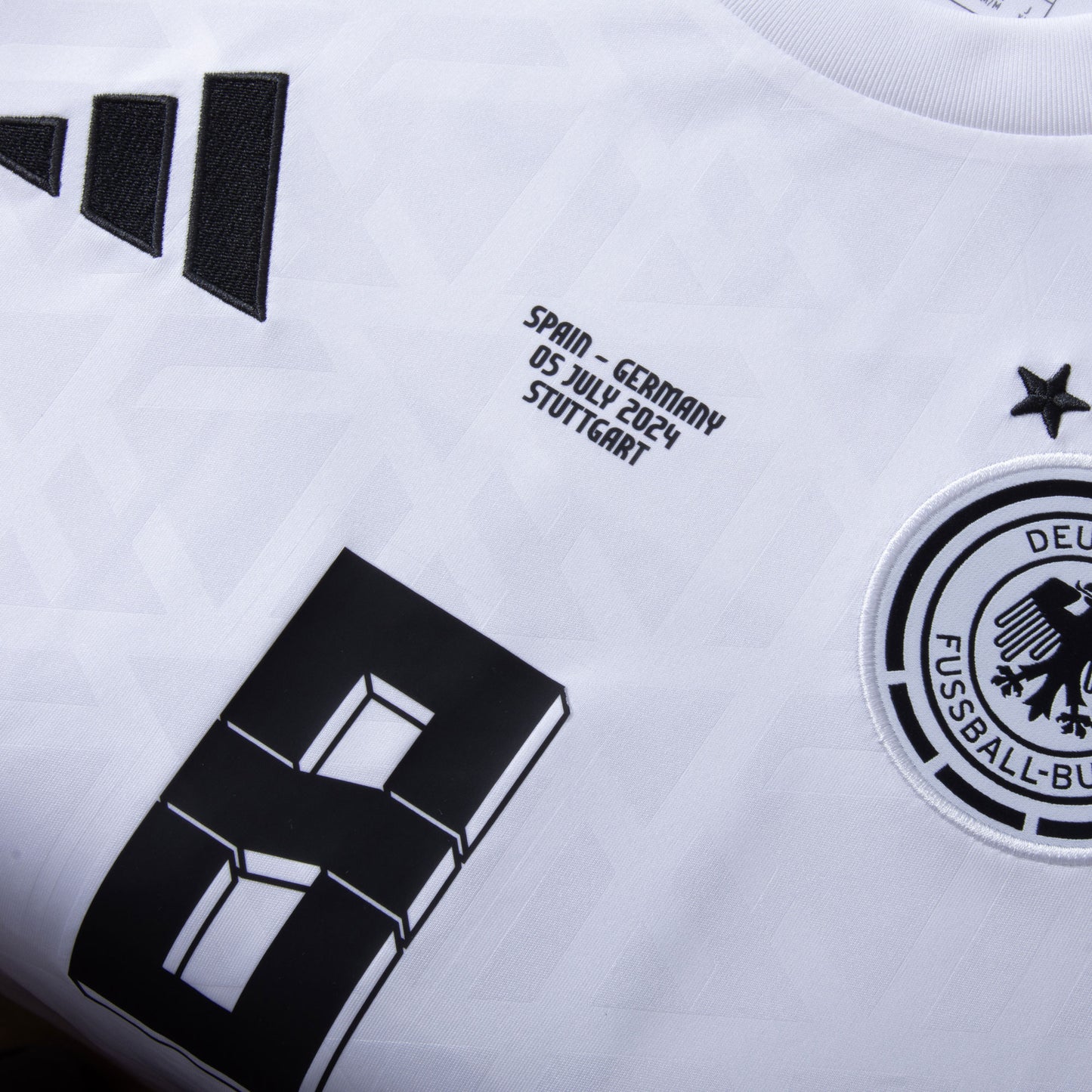 adidas Germany Home Kroos 8 Shirt incl. Official Germany v Spain Matchday Transfer & Euro 2024 Patch Set
