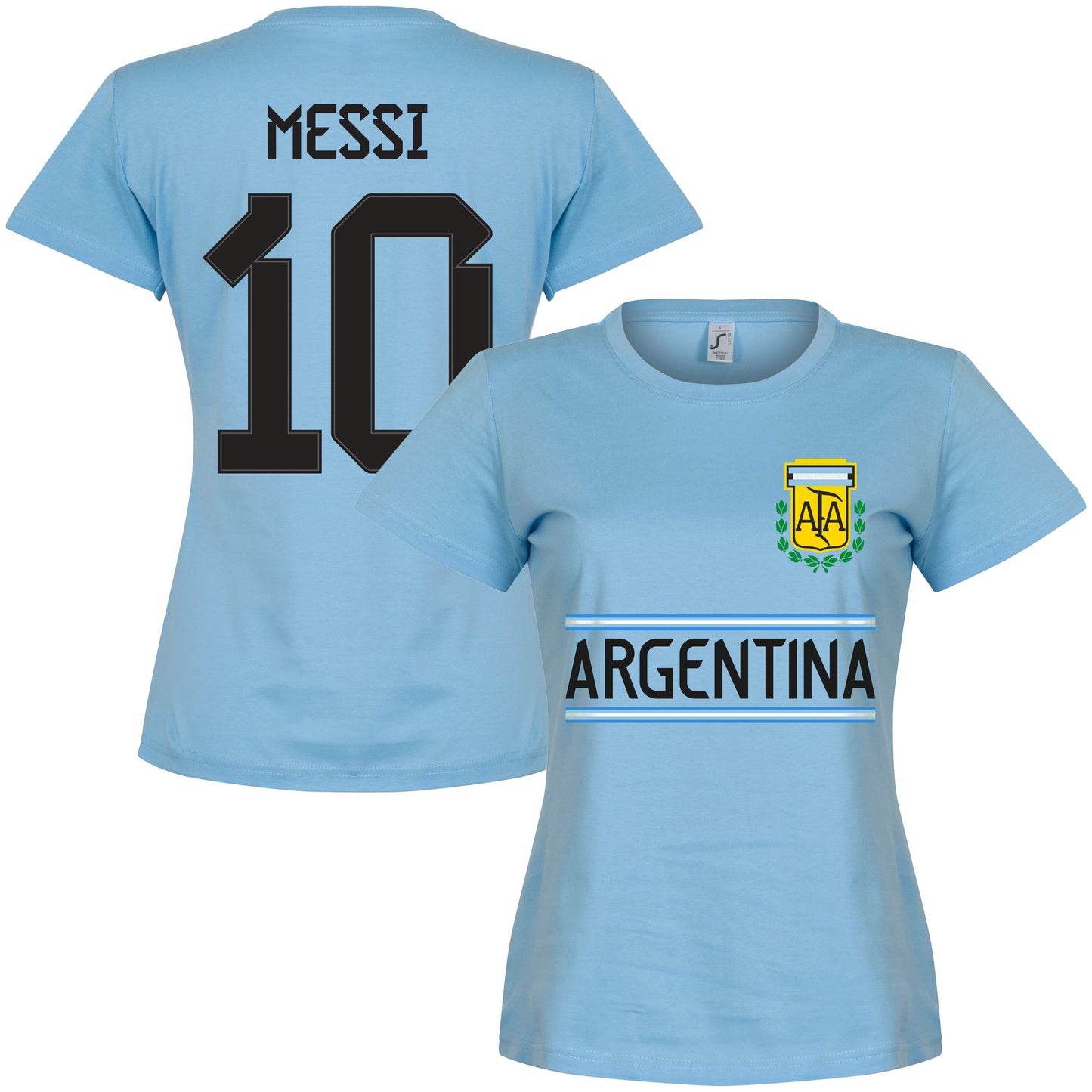 Argentina Messi 10 Team Womens T-shirt - Sky Blue
