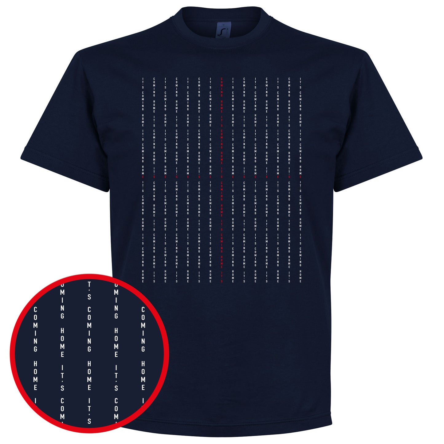 England Pin Stripe It's Coming Home T-shirt - Navy