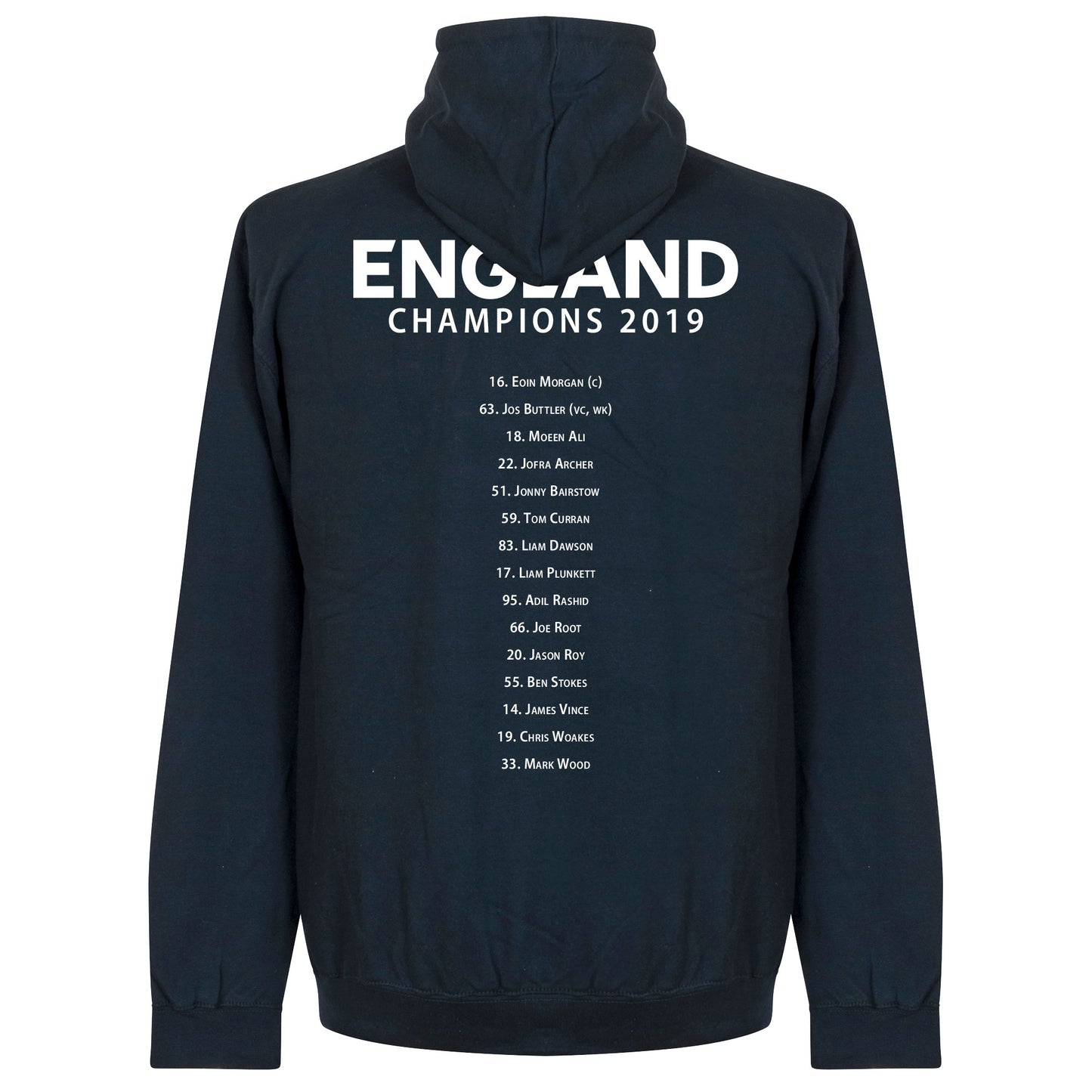 England Cricket World Cup Winners Squad Hoodie - Navy