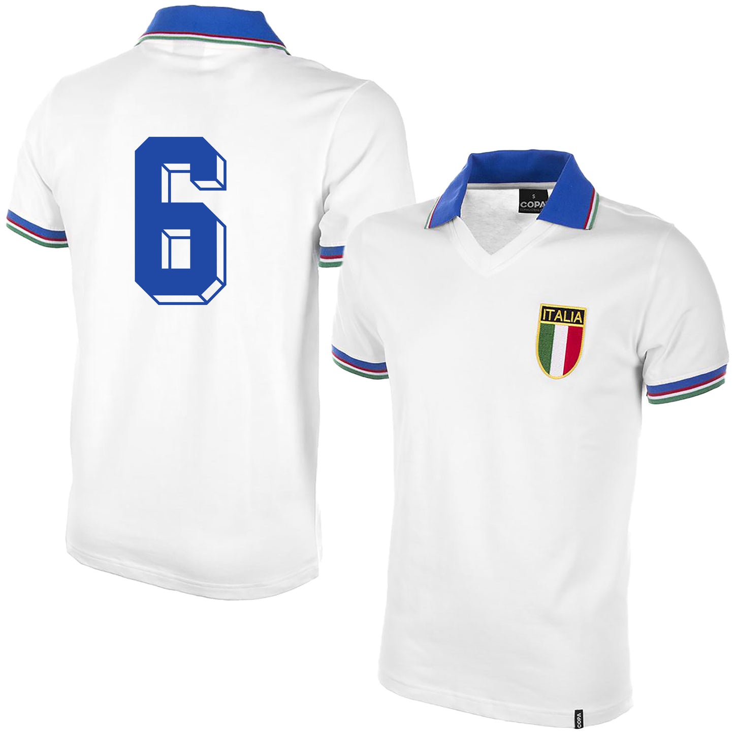 Copa Italy Away No.6 Retro Shirt World Cup 1982 (Retro Flock Printing)