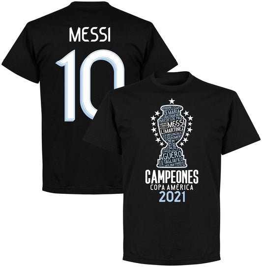 Argentina 2021 Copa America Champions Messi 10 T-shirt - Black